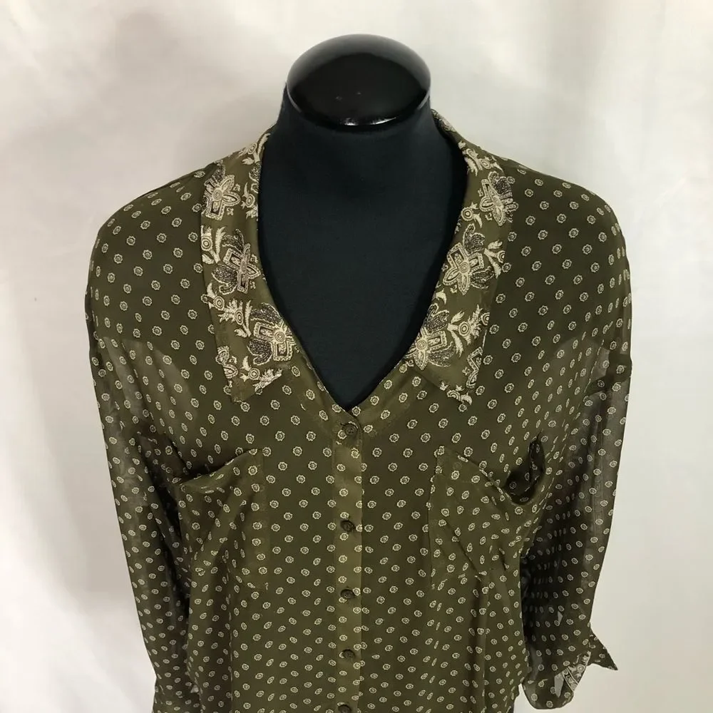 Free People Easy Rider Oversized Sheer Blouse - Women’s‎ XS